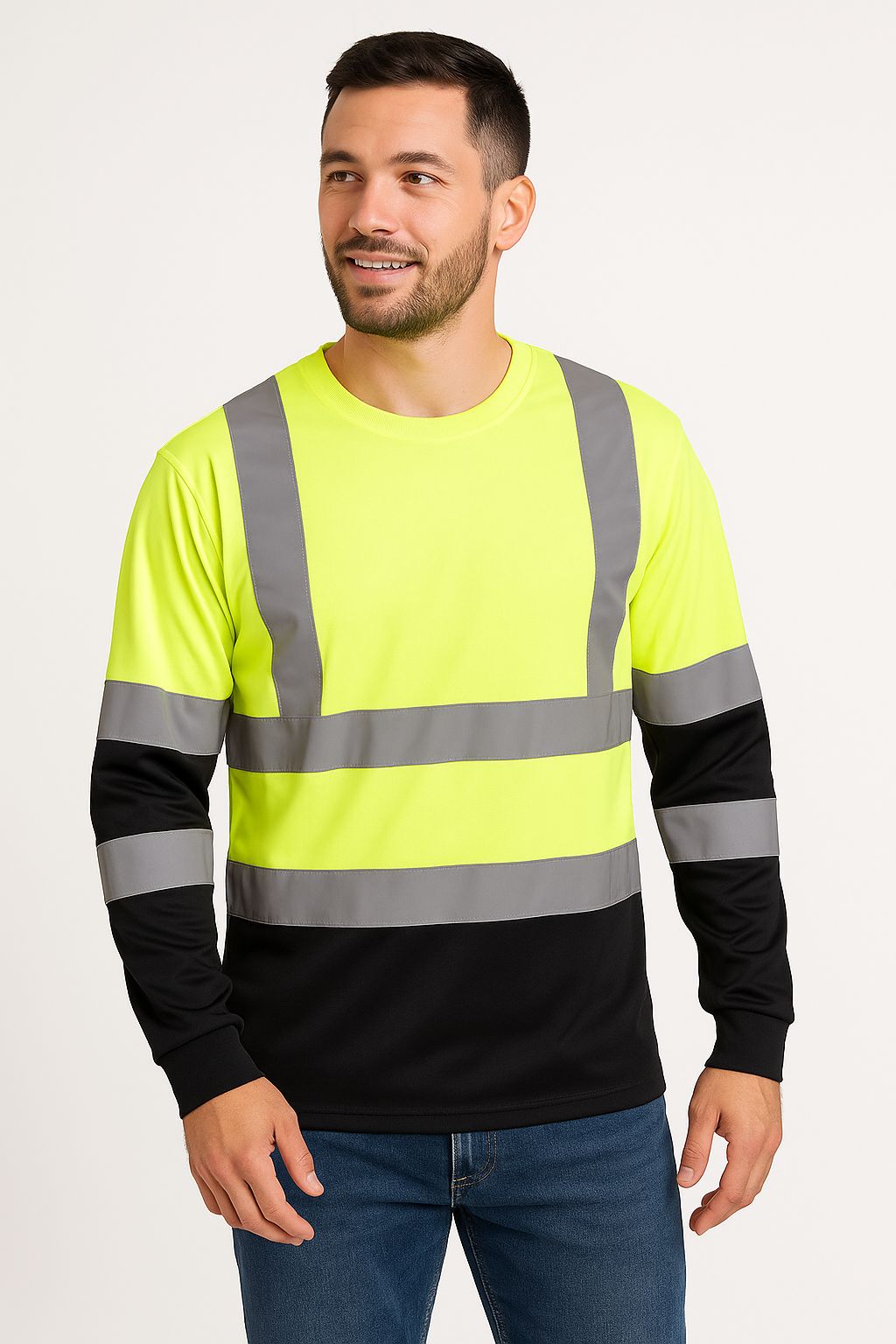 Playera alta visibilidad bicolor amarillo/negro con reflejantes