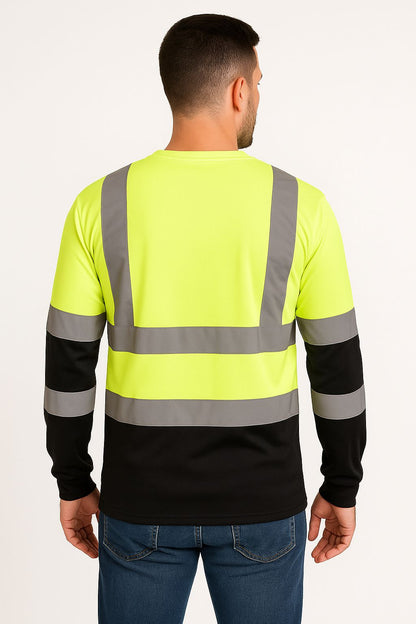 Playera alta visibilidad bicolor amarillo/negro con reflejantes