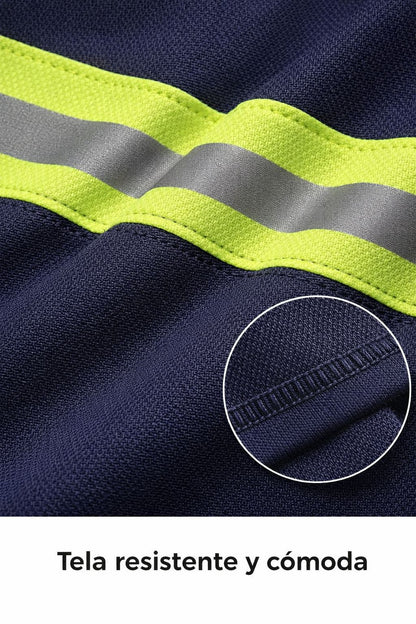 Playera tipo polo manga larga con reflejante